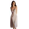 Retro Pajamas Women's Long Nightgown with Chest Pads Gathered Ice Silk Sexy Suspender Women's Nightgown