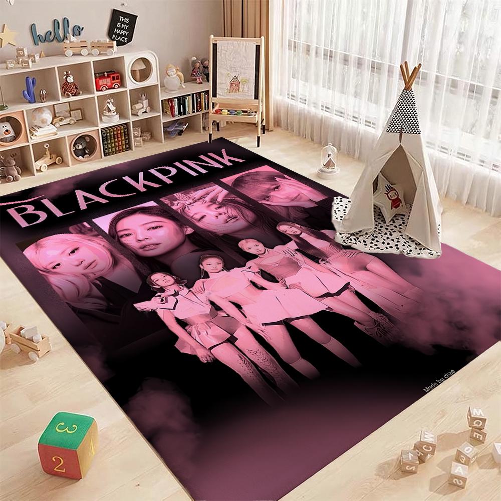 Kpop Blackpink Mysterious Pink Aura Rectangular Rug Absorbent Nonslip Carpet For Living Room Bedroom Office Home Party Decor Holiday Gift