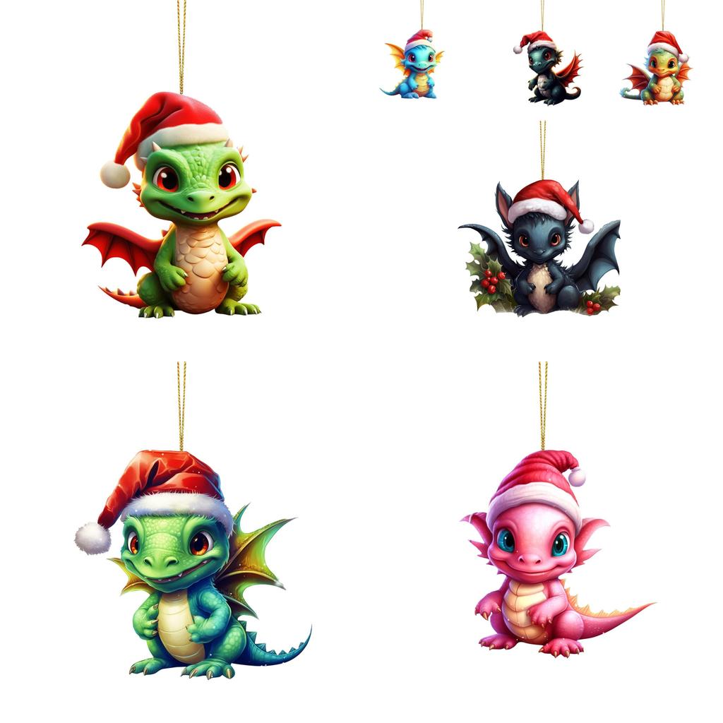Playful Dragon Acrylic Christmas Hanging Decoration For Festive Car Interior Adornments