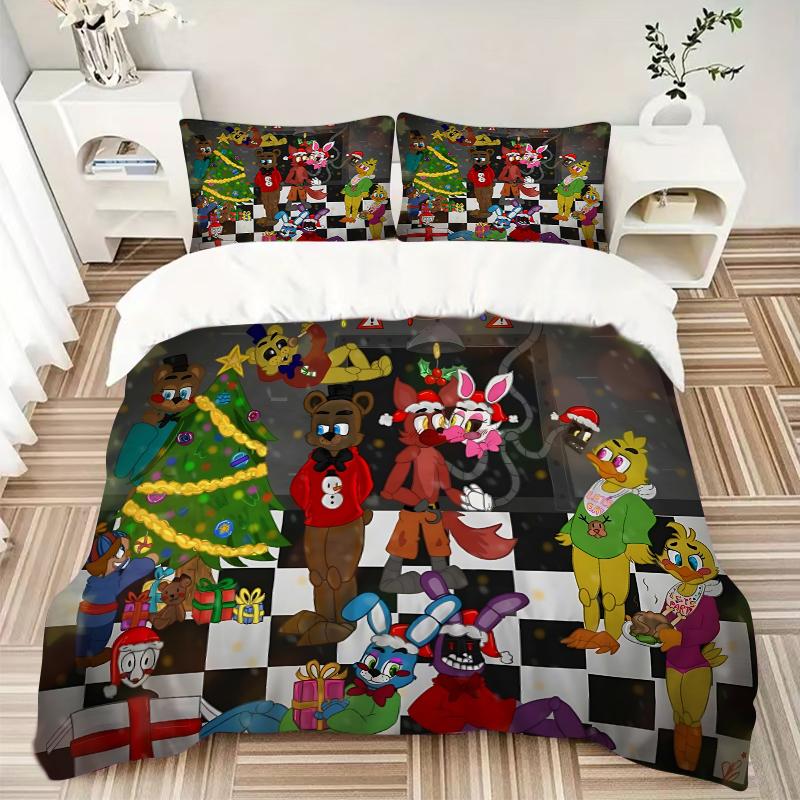 3Pcs Christmas Fnaf World Bedding Sets For All Sizes New 3D Printed Bed Cover Comforter Duvet Cover Pillowcase Bedroom Decoration