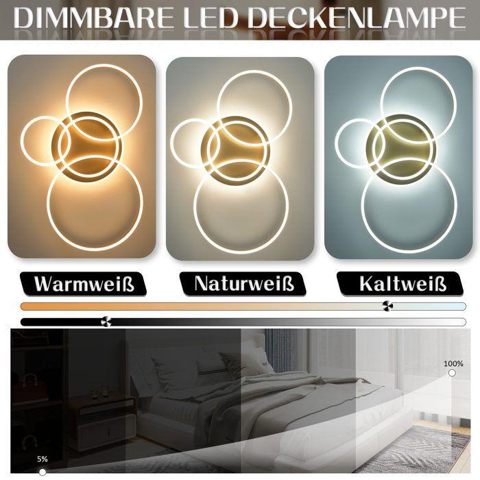Plafonnier LED - NETTLIFE - 4 anneaux acrylique - 90 W - intensité variable - Ø 97 cm