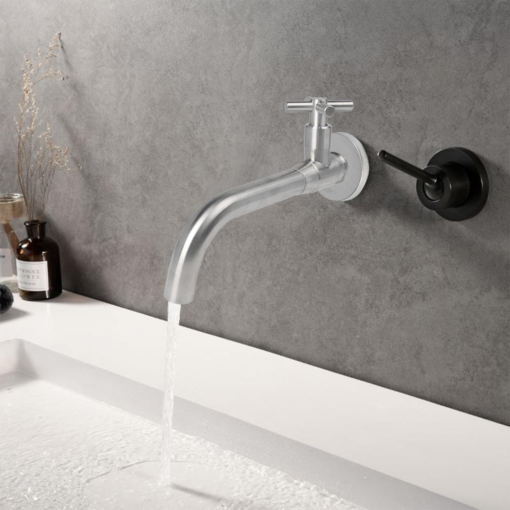 Настенный смеситель из нержавеющей стали 304 с круглым изливом для уличного крана