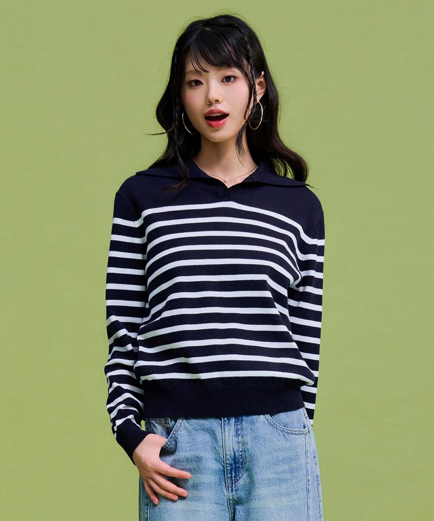 CHASECULT Women'S Striped Collar Sweater-Farg5263B04