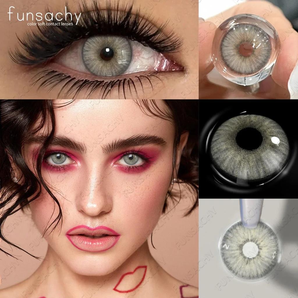 FUNSACHY New Colored Contact Lenses for Eyes 1Pair Brown Natural Eye Lenses Cosmetic Beauty Pupils Yearly Y2K Blue Eye Contacts