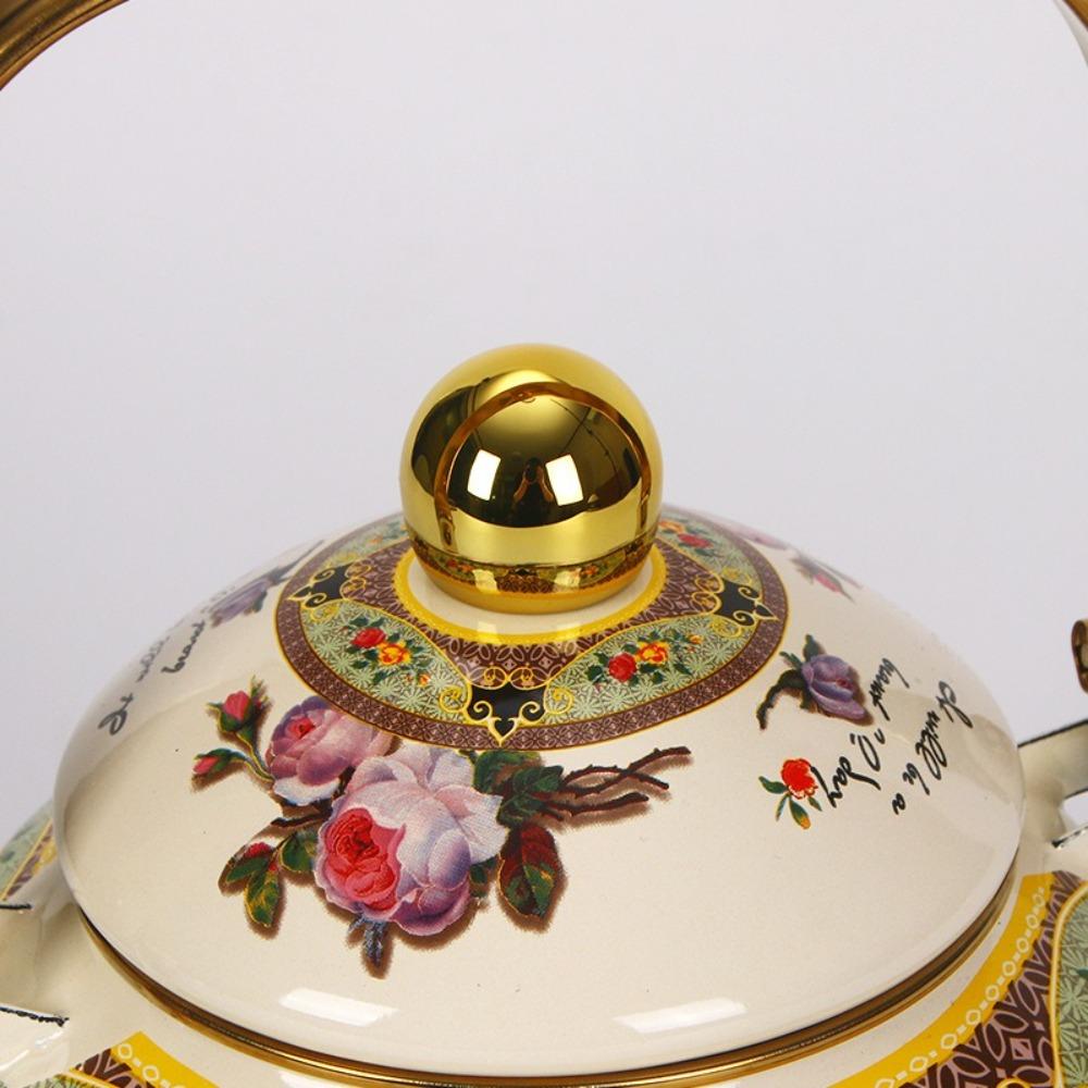 Chinese Style Enamel Teapot Floral Enameled Tea Jug New Water Kettle