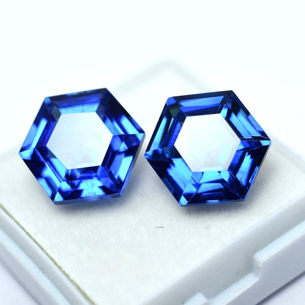 Natural Blue Tanzanite Loose Gemstone 18.15 ct Fancy Shape Pair for Jewelry Making and Crafts