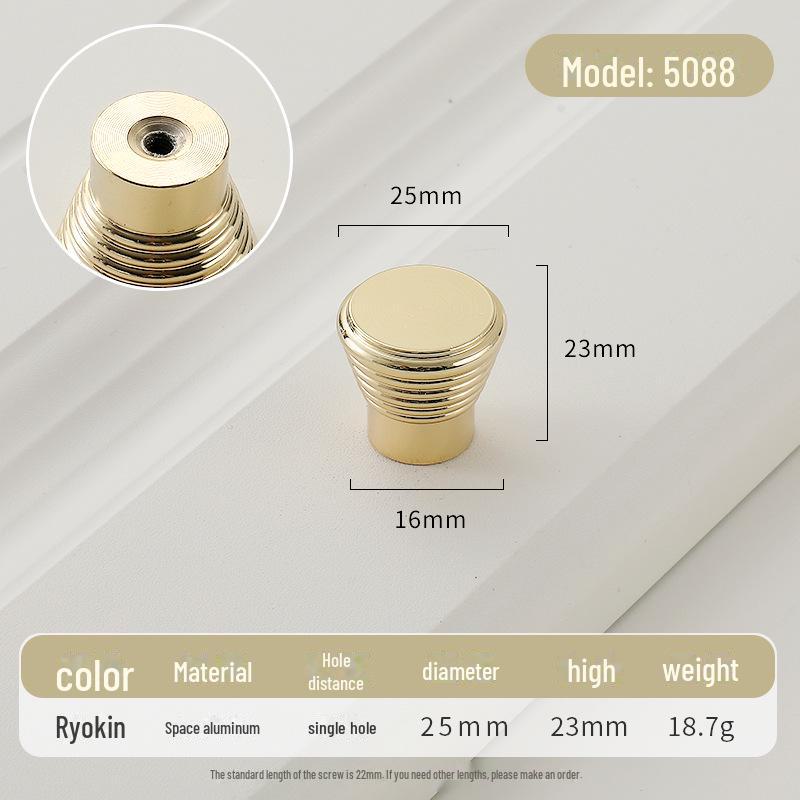 Золотая круглая ручка для ящика класса люкс с одним отверстием для современных простых шкафов