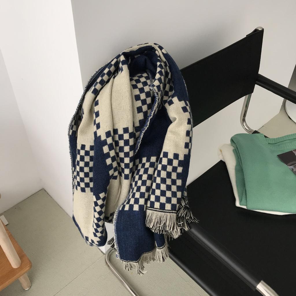 British Plaid Imitation Cashmere Scarf for Women In Autumn and Winter Versatile Student Thickened Scarf Shawl Dual Purpose Couple for Men