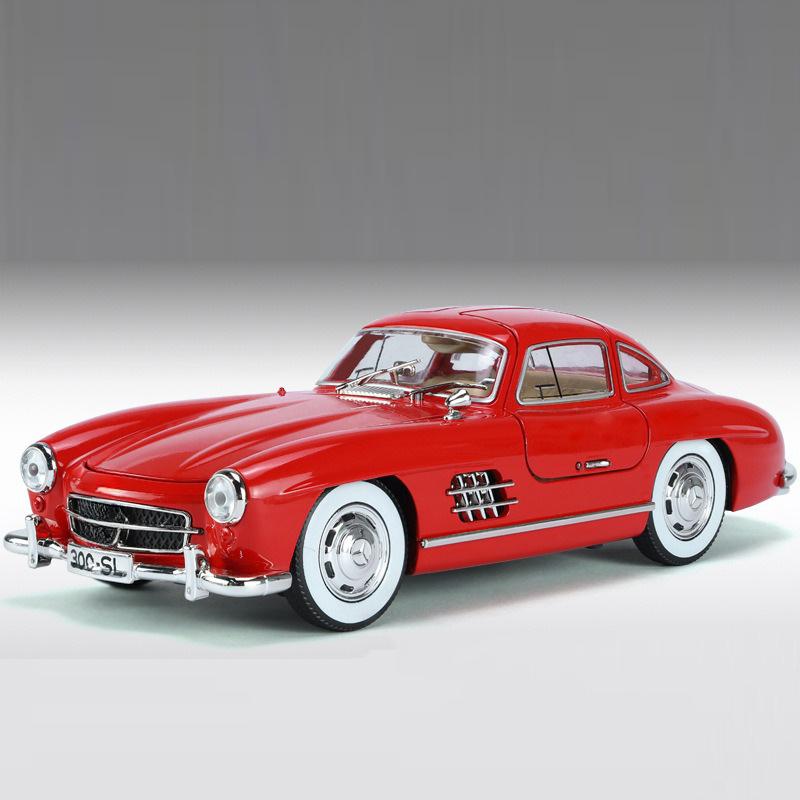 1/24 Benz 300SL Игрушечная модель автомобиля Литой сплав с инерционным механизмом Звук и свет Моделирование игрушечных транспортных средств Модели Мальчики Дни рождения Коллекционирование подарков