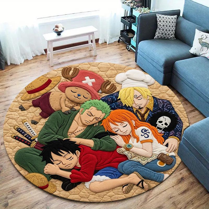 One Piece Art Round Area Rug Carpet Rug For Living Room Bedroom Sofa Playroom Decor Nonslip Floor Mat