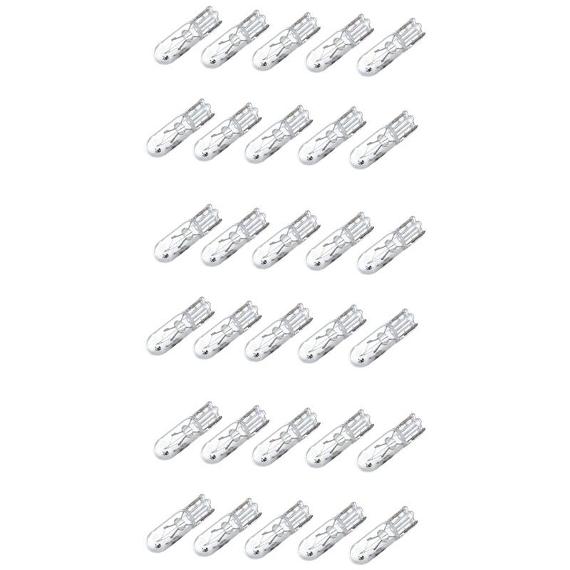 30Pcs T5 17 86 206 286 Halogen Bulb Car trument Panel Lamp Auto Wedge Dashboard Lamp 1.2W 12V Light Source Warm White