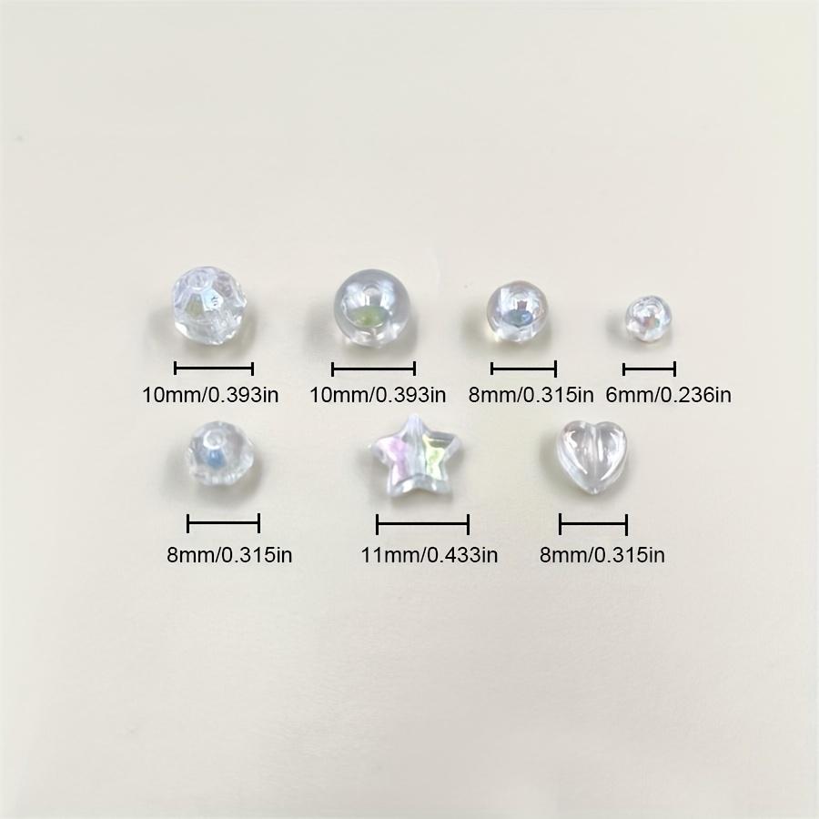 Акриловые материалы ручной работы 6-10 мм, ожерелья в форме сердца для серег, круглые ювелирные изделия, цветные AB, 20/50 шт., аксессуары для звездных бусин