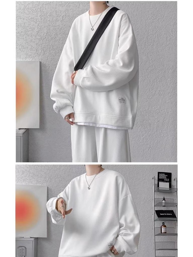 Мужской комплект из вафельной толстовки и спортивных штанов весна/осень - большой размер, молодежная спортивная одежда