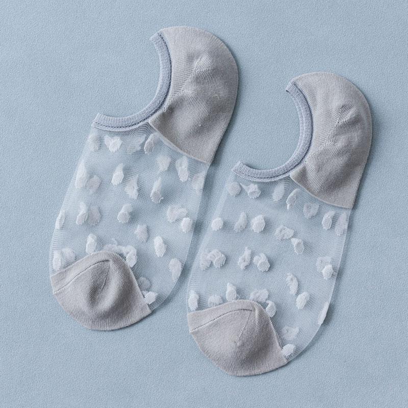 Женские носки до щиколотки, прозрачные невидимые сетчатые носки-лодочки в горошек, летние хлопковые носки