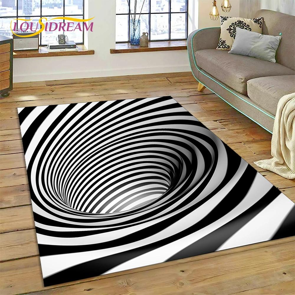 3D Vortex Visual Illusions Ковер Ковер для гостиной Спальня Домашний декор, Напольный коврик Нескользящее украшение для дивана Кухня Коврик