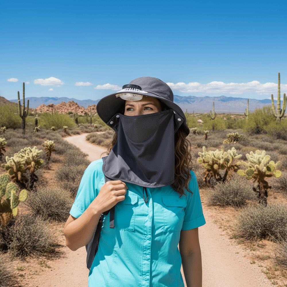 Face Cover UV Protection Hat Large Brim Fisherman Hat Women Solar-Powered Fan Hat Sun Protection