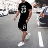 Yellow Men's Summer Mesh Hip-Hop Basketball T-Shirt 23 Printed Men Suits Leisure Sportswear Streetwear Shorts + Tops 2-Piece Set