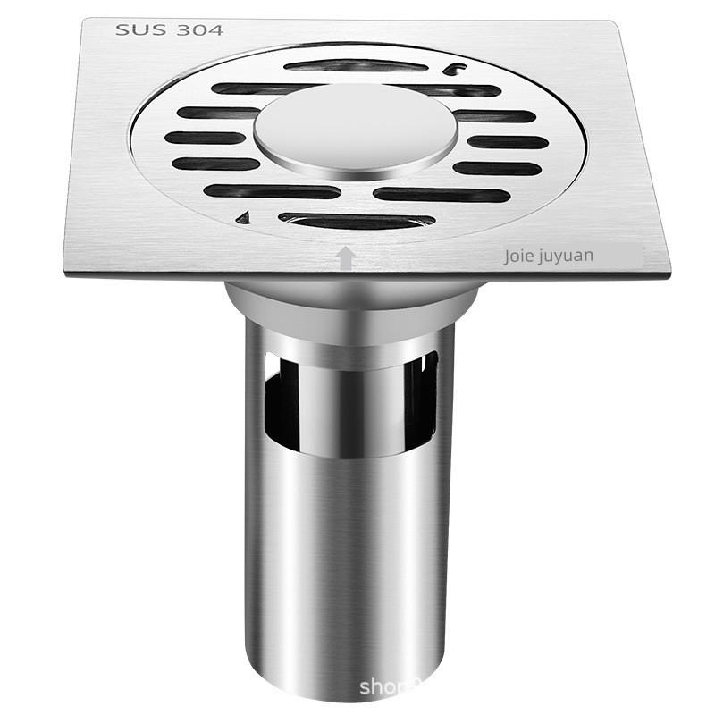 304 Stainless Steel Floor Drain for Washing Machine, Dual-Purpose Anti-Odor Floor Drain, Square Engineering Mass-Produced Deep-Water Floor Drain