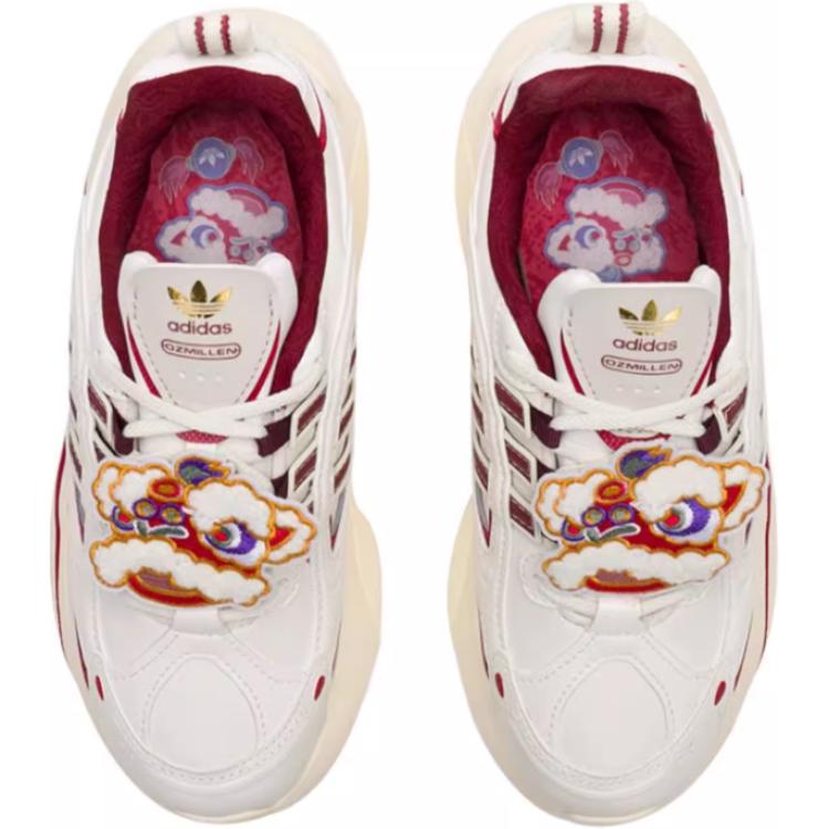Adidas Оригинальные Ozmillen Удобные Мягкие Нескользящие Износостойкие Низкие Повседневные Кроссовки Детские Повседневные Кроссовки Белые Красные JR8004