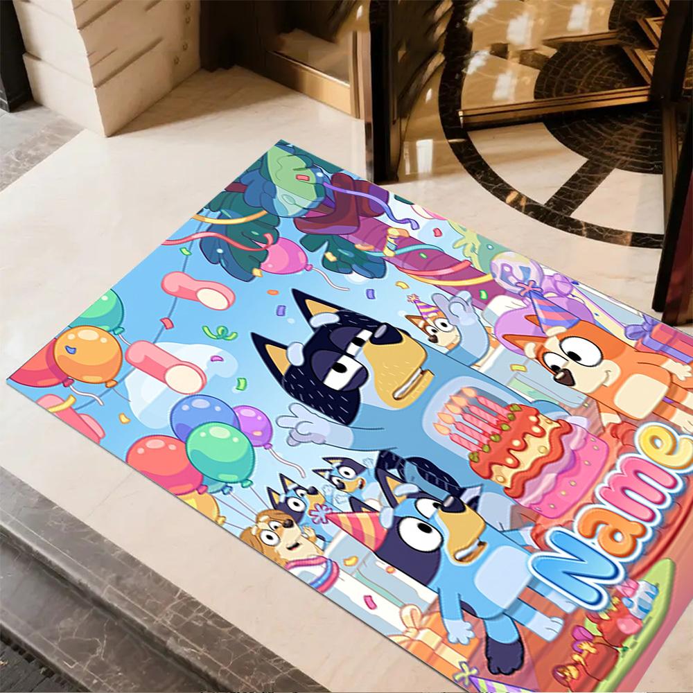 Happy Birthday Celebration Customizable Name Floor Rug Office Rug Suitable for Bedrooms Balcony Entryway Playrooms Anti-slip Rug Decorate Offices