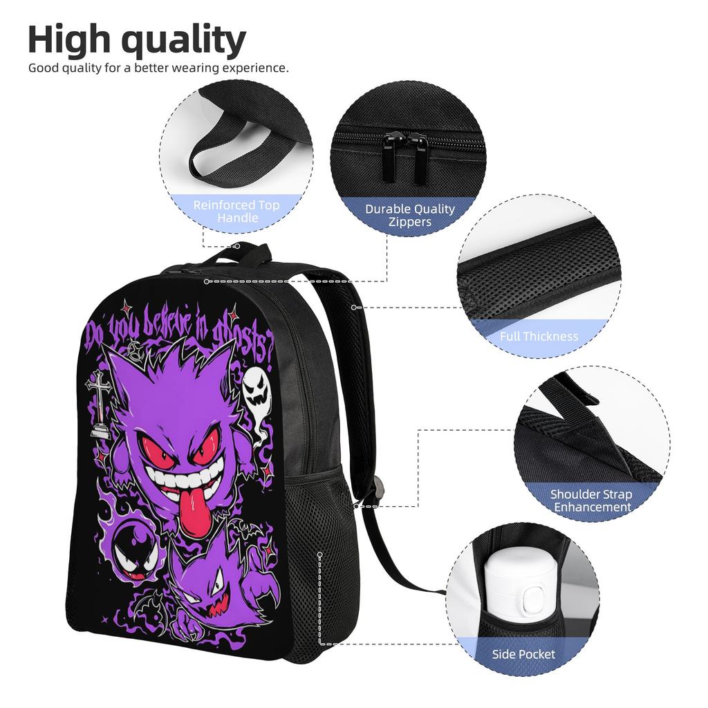 Модные Рюкзаки Рюкзак Pokemon Рюкзак для дневных прогулок Gengar Призрак mochila Кампус Ретро Моющийся Rucksack