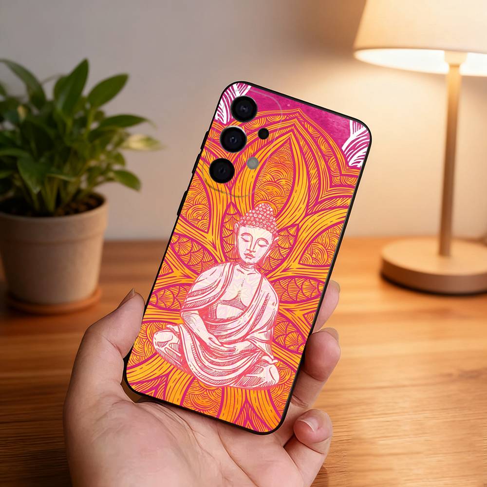 Buddha Art Pattern Phone Case For Samsung S25,S24,S21,S22,S23,S30,Ultra,S20,Plus,Fe,Lite,5G Black Cover