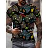 3D Digital Print Men's Casual Vibrant Neon Game Controller Design T-Shirt New In Crew Neck Short Sleeve Gamer T Shirt For Men