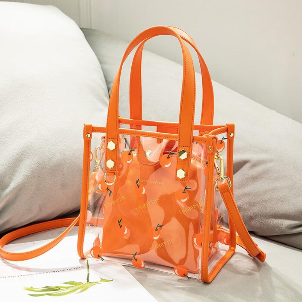 Женская сумка 2023, новый нишевый дизайн, лазерная прозрачная желейная сумка, портативная сумка-тоут, длина 21,5 см, высота 21,5 см, ширина 13 см