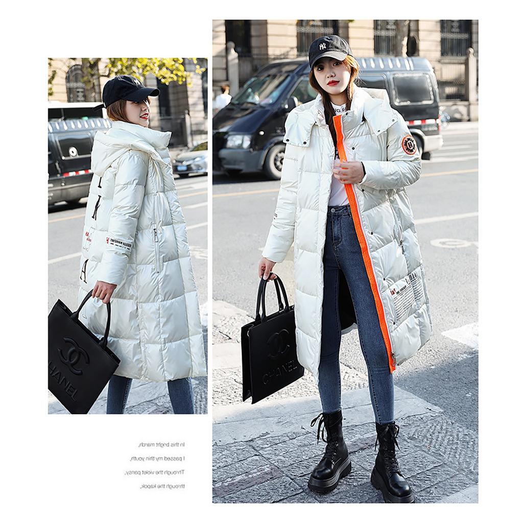 Women's Winter Fashion Long Over-The-Knee Hooded Thick Padded Jacket Coat