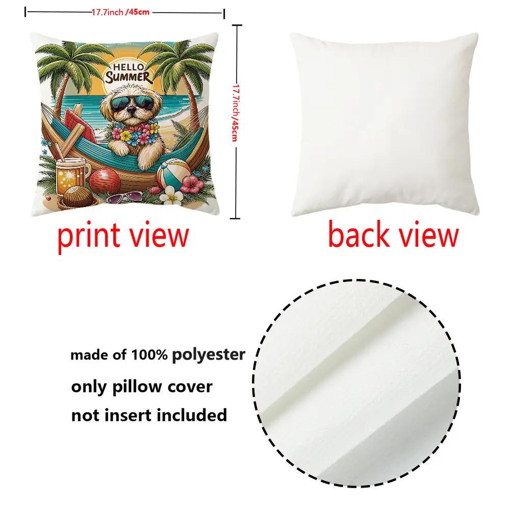 Summer Beach Theme Digital Printing Pillow Cover Short Plush Suitable Living Rooms Bedrooms Sofas Throw Cushion Cover 4Pcs