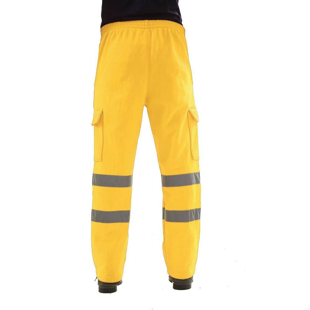 Men's Reflective Strip Sanitation Worker Uniform Fleece Casual Pants