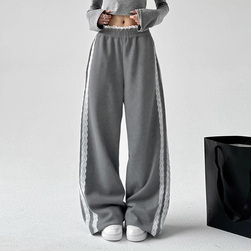 VONDA Женские повседневные кружевные прямые широкие брюки