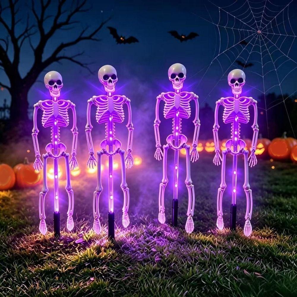 Waterproof Halloween Solar Stake Lights Realistic Skeleton Skull Festive LED Lights Outdoor Garden