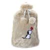 Dogs Beige Hot Water Bottle with Soft Plush Cover, 2 L.