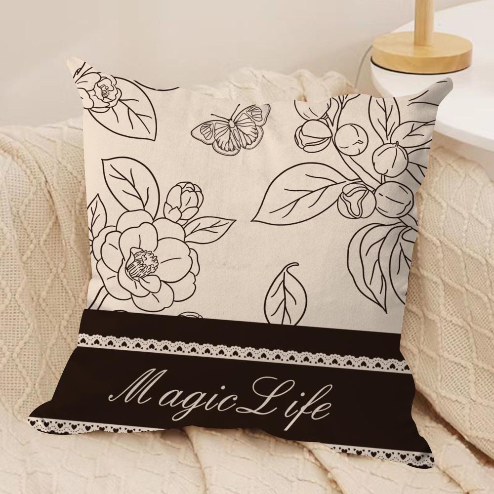 Beautiful retro flowers Cushion Cover Soft Plush Fabric Double-Sided Printed Sofa Cushion Cover for All Seasons Home Decor Gift