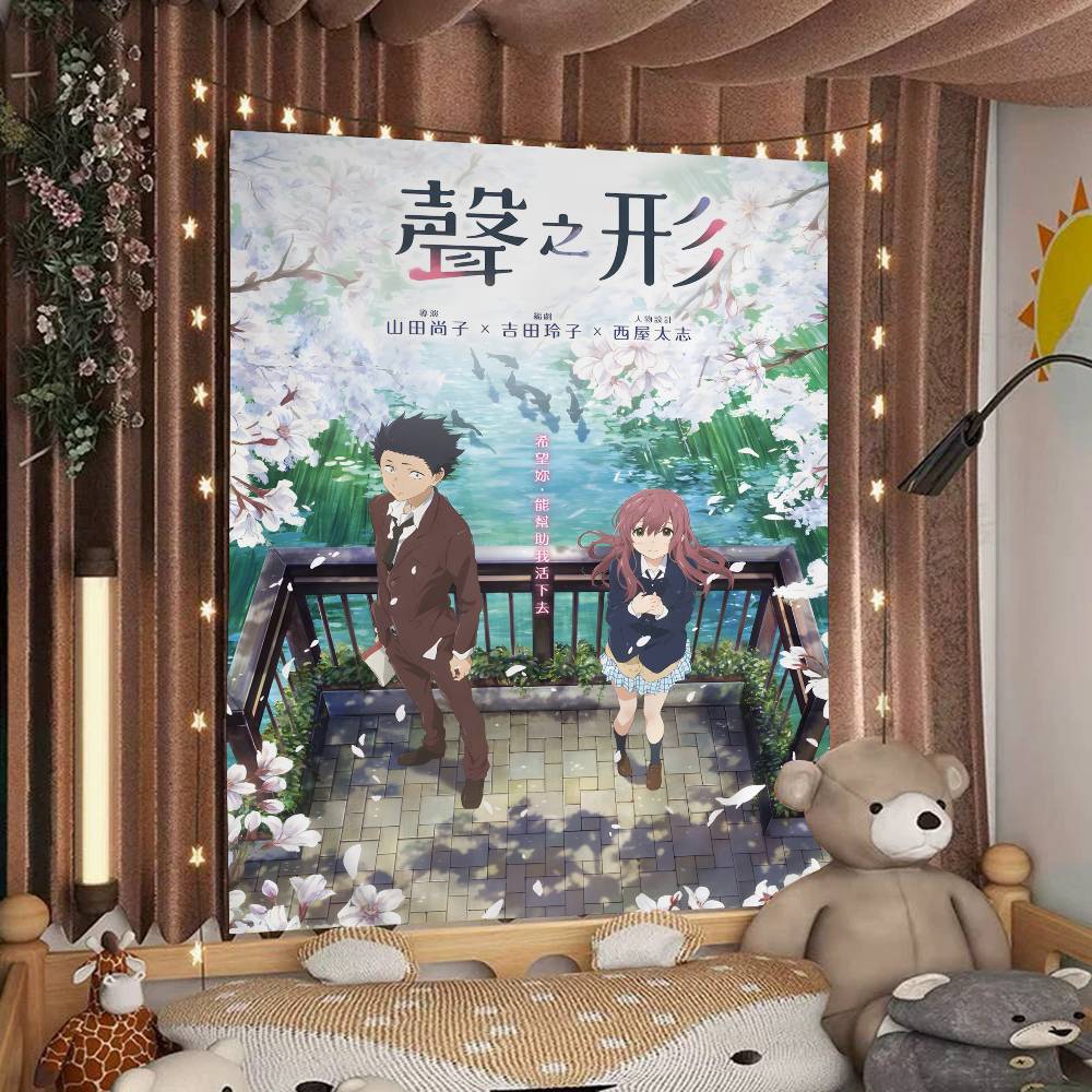 A Silent Voice Форма Голоса Аниме Винтажный Гобелен Печать Искусства Японский Настенный Гобелен Аниме Настенное Украшение Домашний Декор