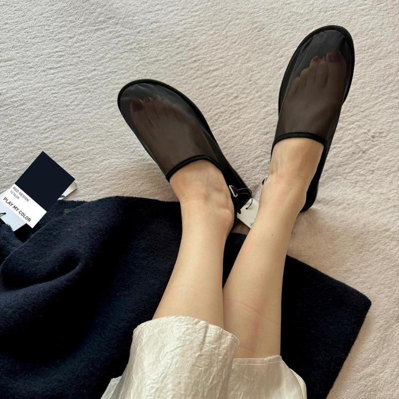 Casual Mesh Sandals Women Mules Elegant Square Closed Toe Flat Slippers Female Shoes Female Sandales Designer Slides Women