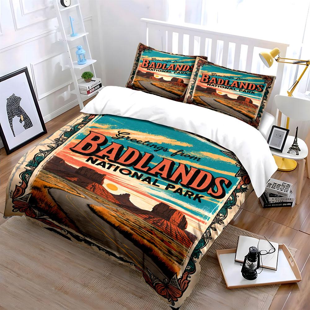 "Badlands National Park illustration." Bedding sets Duvet cover sets Duvet covers Pillowcases(1 * Duvet Cover 2 * Pillowcases without duvet insert)