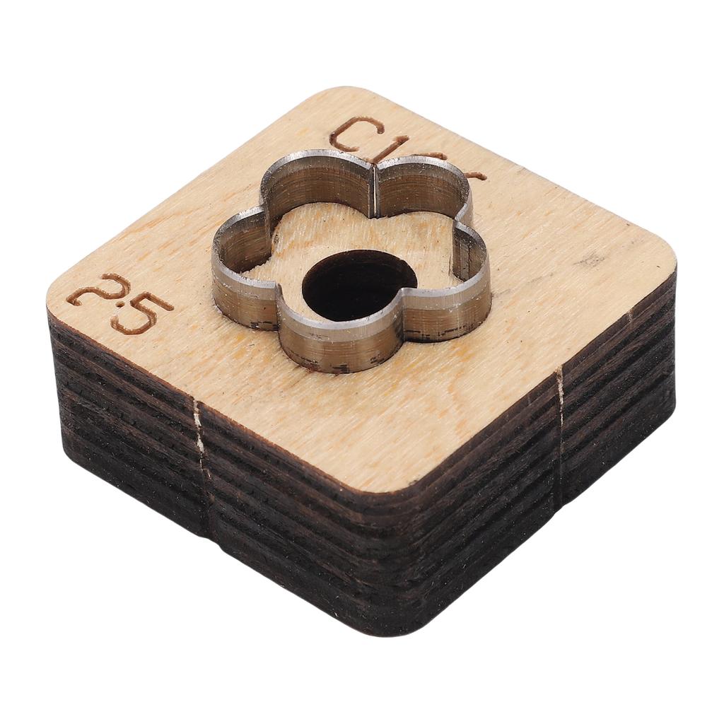 Leather Cutting Die with Wood Base Flower Shape Punching Mold for Keyring Making Crafting Projects