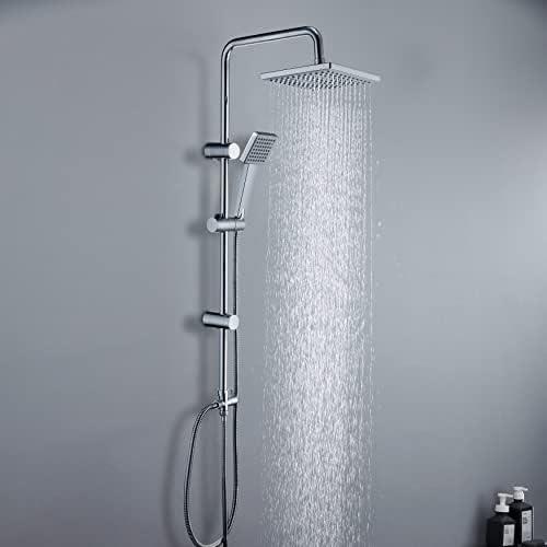 Душевая колонна - JOHO - Набор из нержавеющей стали - Лейка 20x20 см - Защита от накипи - Регулируемая по высоте