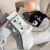 Тренд Иллюстрация Серые Носки Милые Носки для Укладки Хлопковые Носки Детские Осенние Новые Мультяшные Флокированные Носки Средней Длины