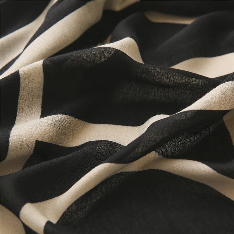 Geometric Silk Scarf: Versatile Spring & Autumn Shawl for Air-Conditioned Spaces and Seaside Holidays