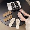 Flip-flops Women's Summer Outer Wear Fashion High-end Sense Flash Diamond One-word Drag Flat Bottom Toe Cool Slippers
