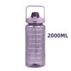 2L Portable Large Capacity Water Bottle with Straw Plastic Water Cup for Outdoor Sport Camping Travel Water Jug with Time Marker
