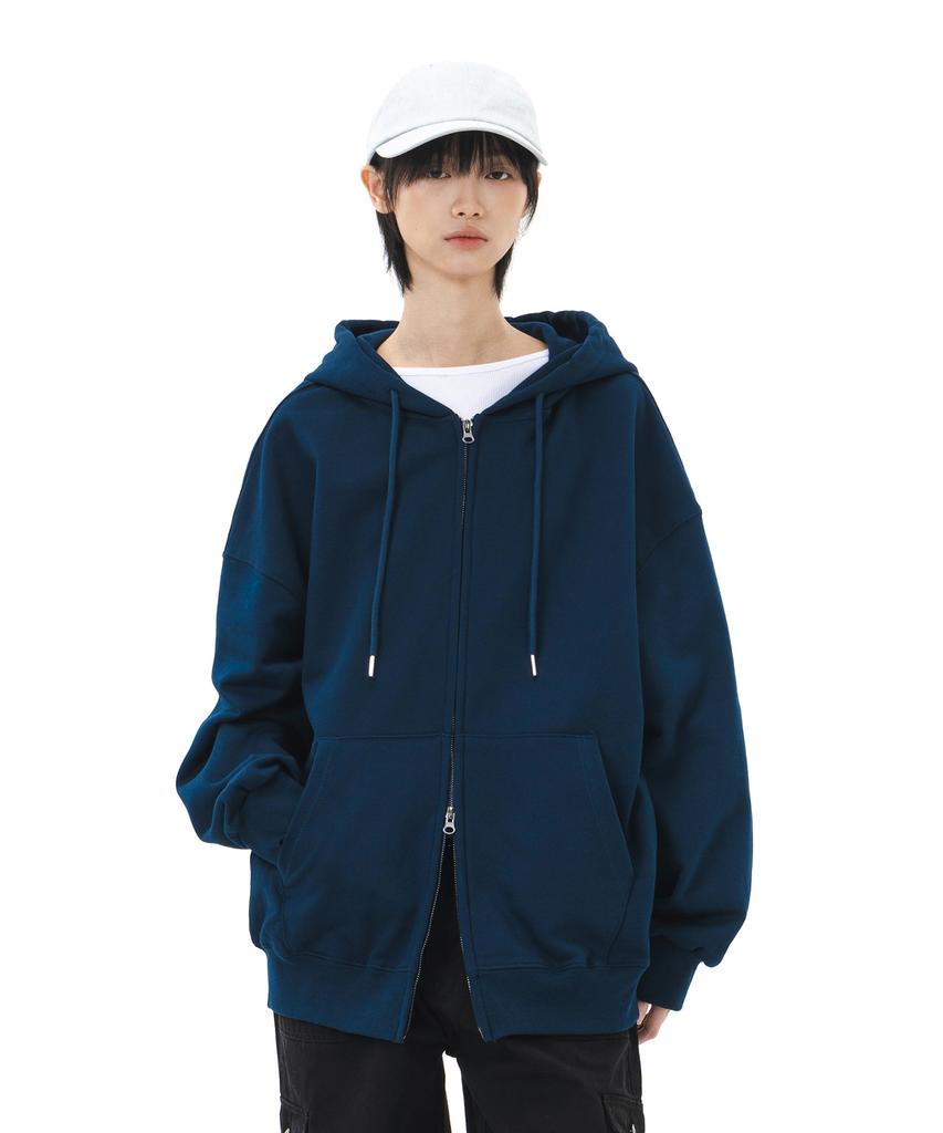 Худи Le Custom The Essential Oversized Однотонное с двусторонней молнией (военно-морской флот)