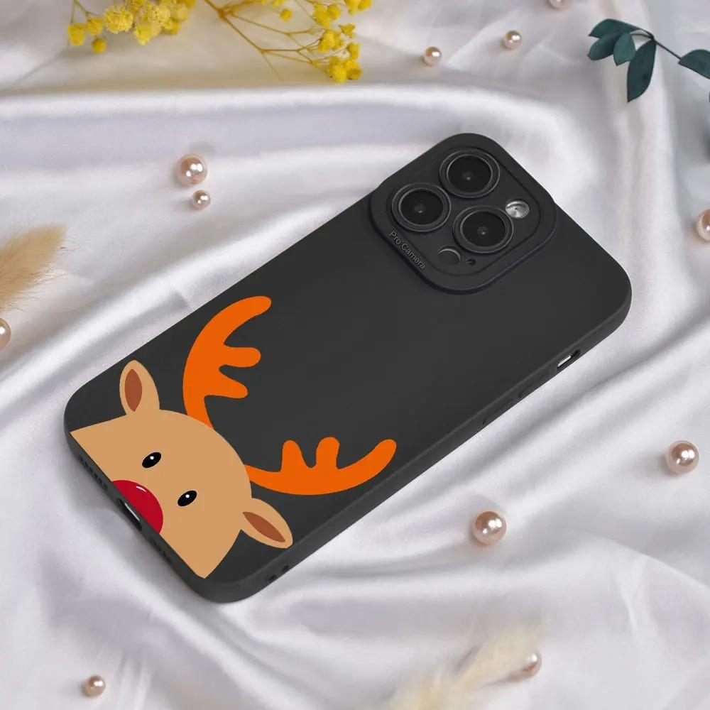 Deer Head Christmas Graphic Phone Case For iPhone 17 Air 16 Pro 15 14 13 12 11 X XR XS 8 7 Plus Pro Max Mini Silicone Back Cover