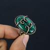 Подарок кольца ювелирных изделий ручной работы медной проволоки драгоценного камня малахита обернутый для женщины