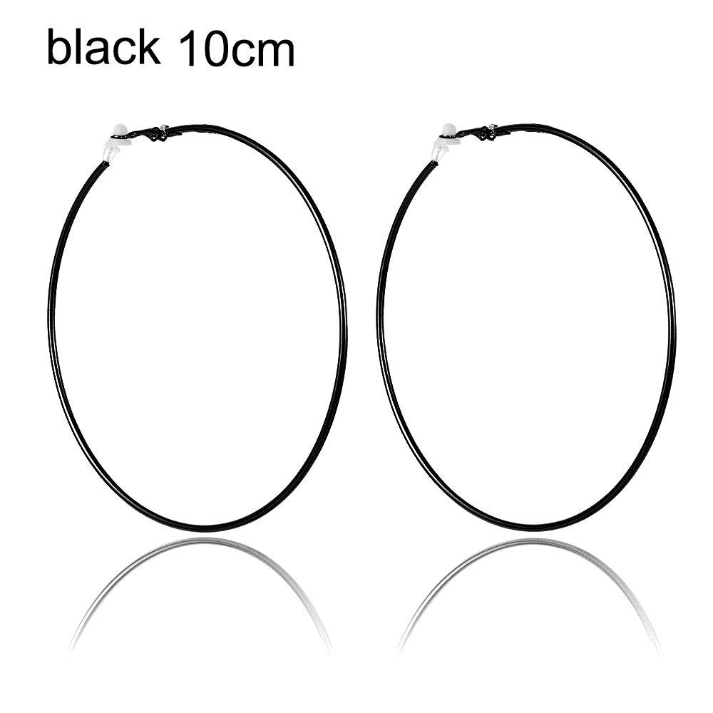 Пара ювелирных изделий золото серебро черный женская мода большой круг клипса на ухо без пирсинга серьги кольца