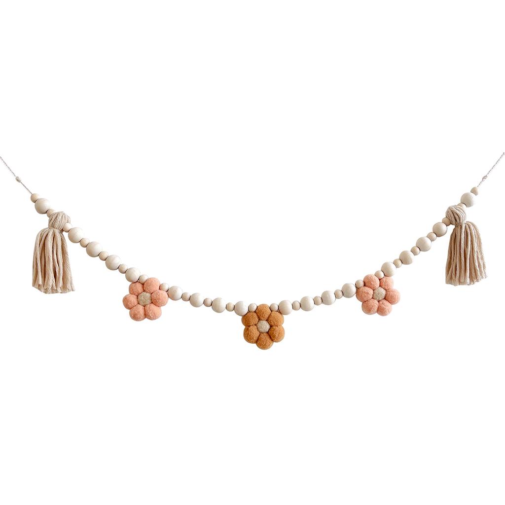 Happy Birthday Banner Handmade Tassels Flower Pendant Flag Hanging Bunting Decoration Baby Shower Birthday Party Supply