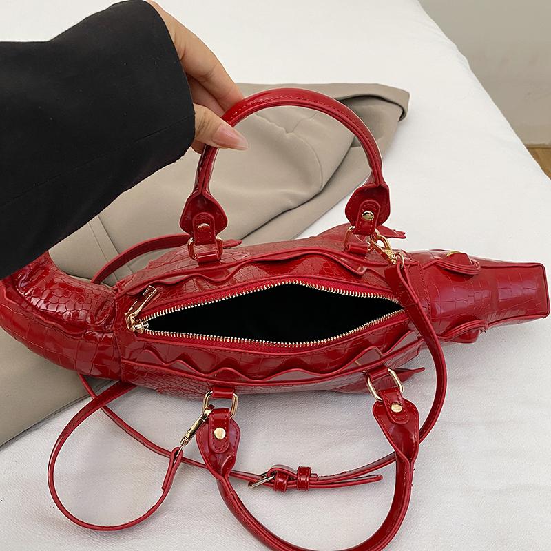 Street Cool Handbag Female PU Crocodile Shape 3D Creative Special-shaped Bag Can Be Crossed On One Shoulder